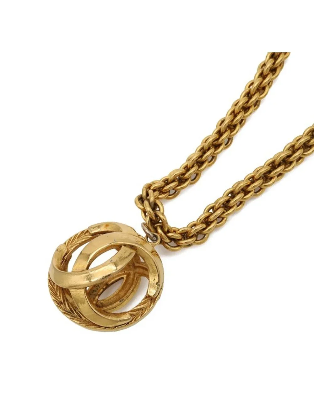 Chanel CC Logo CC Mark Watermark Ball Chain Pendant Gold Plated